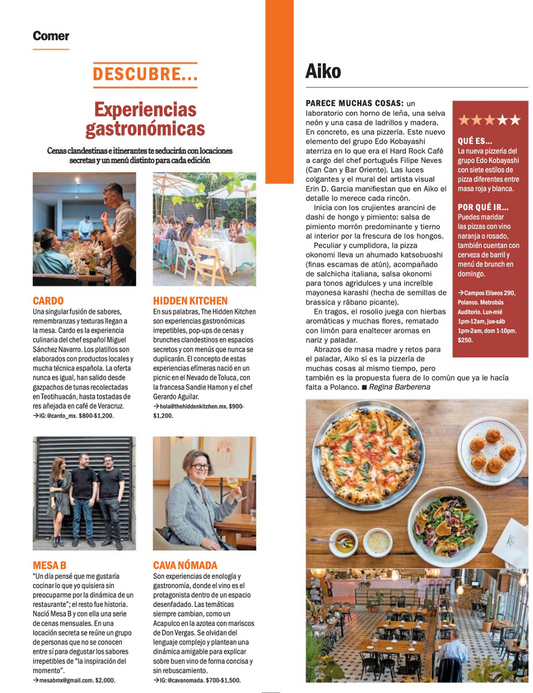 Experiencias Gastronómicas Time Out